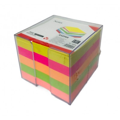 Блок для записи KAZMIR 85х85х75, пластиковый бокс,НЕОН 5 цветов,750листов